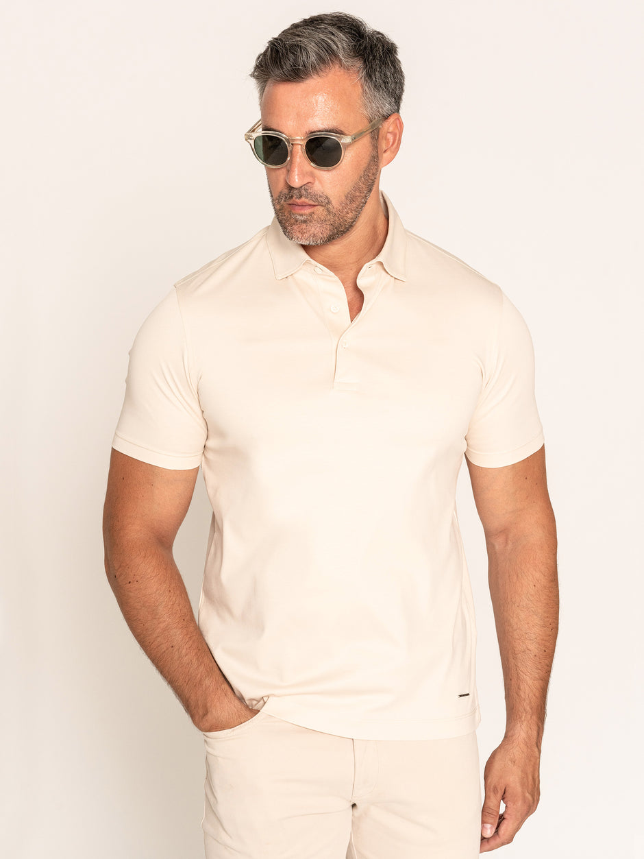 Tricou Polo Barbati Crem Premium Din Bumbac Egiptean BMan284 (1)