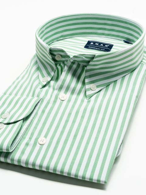 Camasa Office Barbati Alba Dungi Verde Deschis 100% Bumbac BMan876 (4)