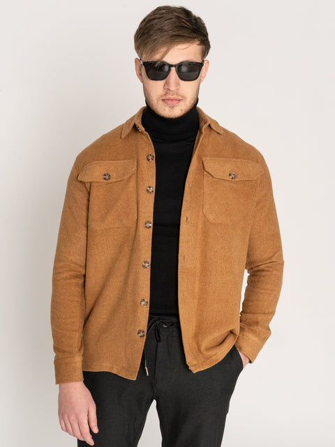 Camasa Casual Barbati Tip Jacheta Overshirt Maro Tobacco Sezon Toamna Iarna BMan882 (5)