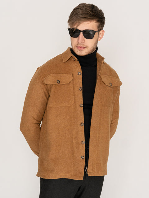 Camasa Casual Barbati Tip Jacheta Overshirt Maro Tobacco Sezon Toamna Iarna BMan882 (3)