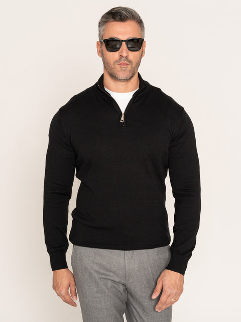 Pulover Fermoar Negru Barbati Model Office 100% Bumbac Natural BMan606 (5)