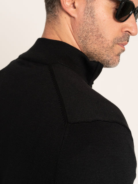 Pulover Fermoar Negru Barbati Model Office 100% Bumbac Natural BMan606 (7)
