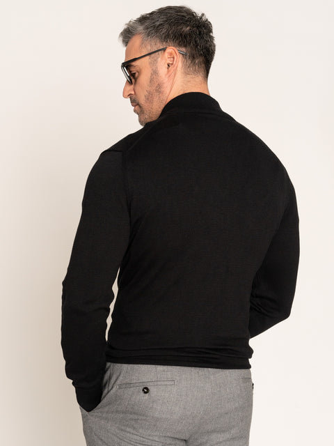 Pulover Fermoar Negru Barbati Model Office 100% Bumbac Natural BMan606 (9)