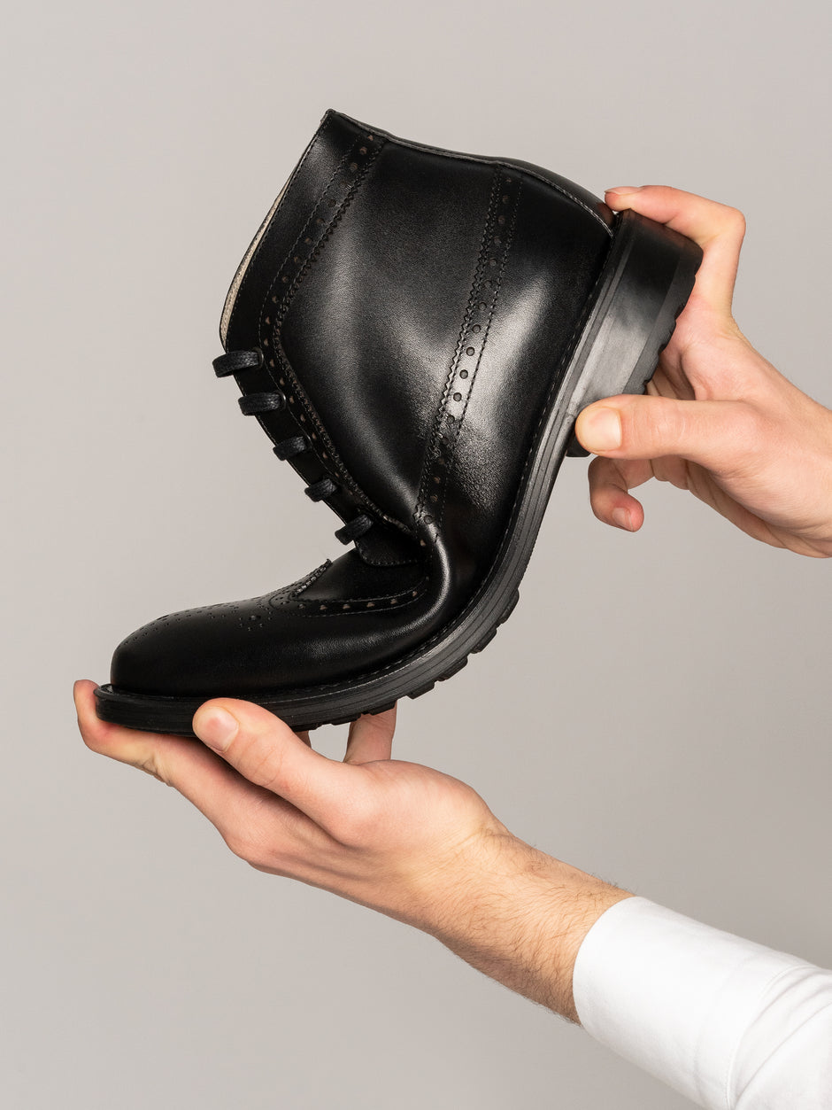 Ghete Barbati Negre Model Brogue din 100% Piele Naturala Bman100 (3)