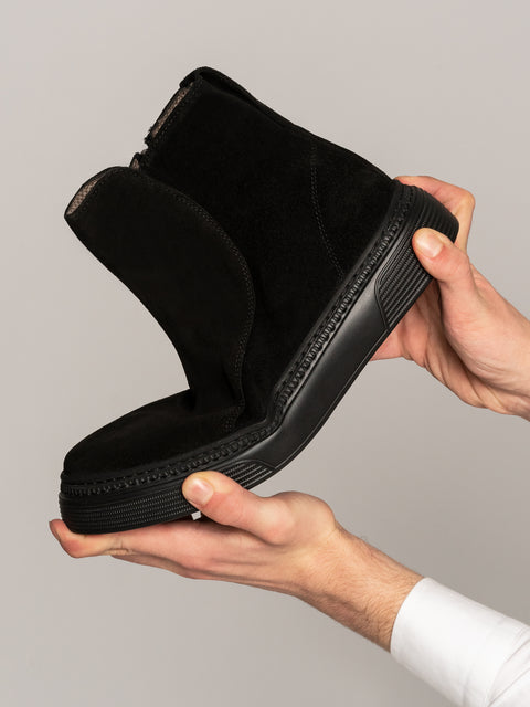 Ghete Barbati Makee 100% Piele Intoarsa Neagra BMan144 (2)