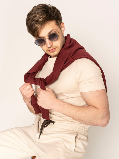Pulover Barbati Bordo Sweater 100% Bumbac Natural BMan527 (5)