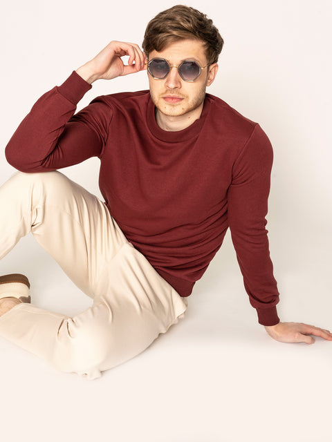 Pulover Barbati Bordo Sweater 100% Bumbac Natural BMan527 (1)