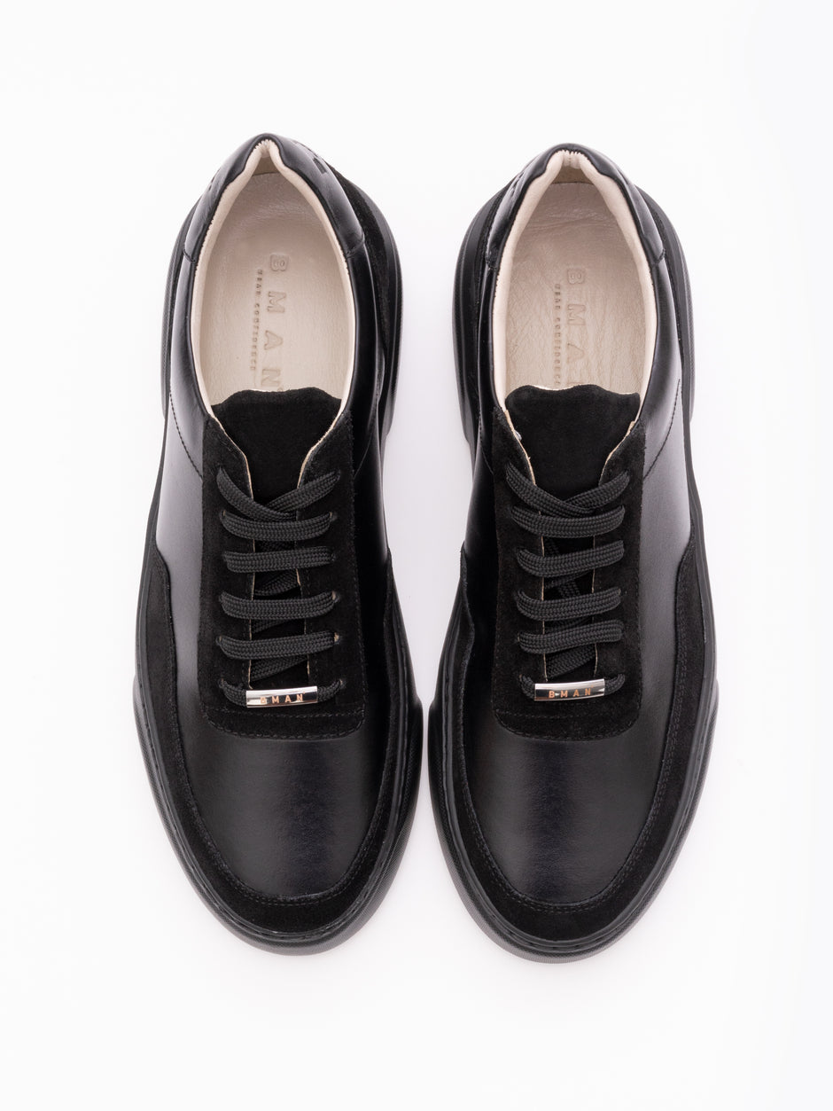 Pantofi Casual Barbati Negri Tip Sneakers 100% Piele Naturala BMan0326 (9)