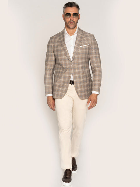 Pantaloni Barbati Chinos Crem Din 100% Bumbac Natural Office BMan521 (3)
