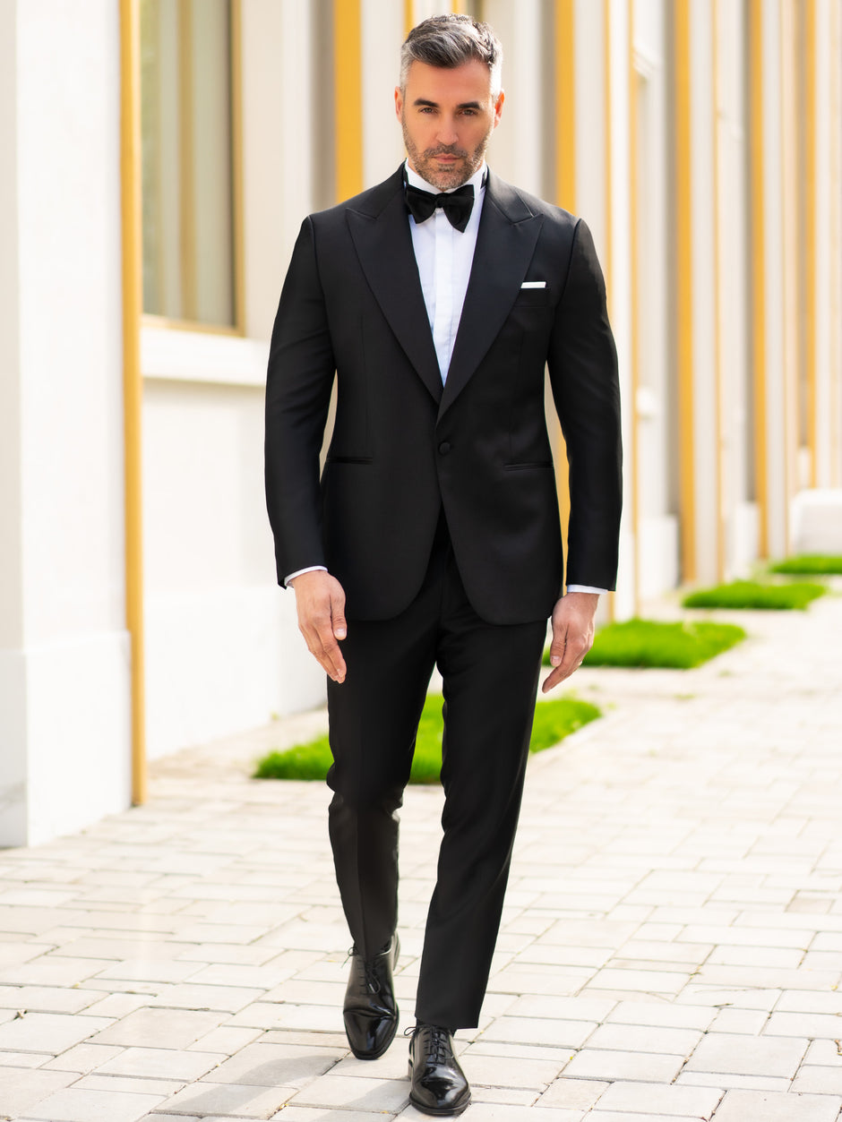 Mire Smoking Barbati Negru Formal Stofa Santo Bman004 (1)