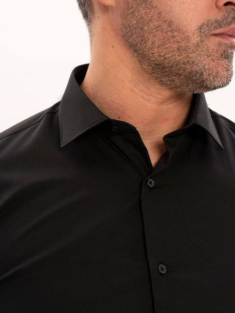 Camasa Barbati Simpla Neagra 100% Bumbac Natural  BMan764 (4)